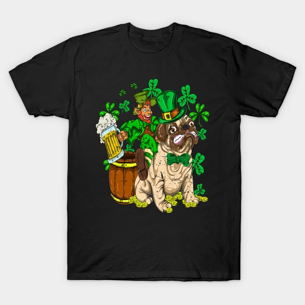 Pug Dog Irishman Beer Retro Saint Patricks Day T-Shirt by ShirtsShirtsndmoreShirts